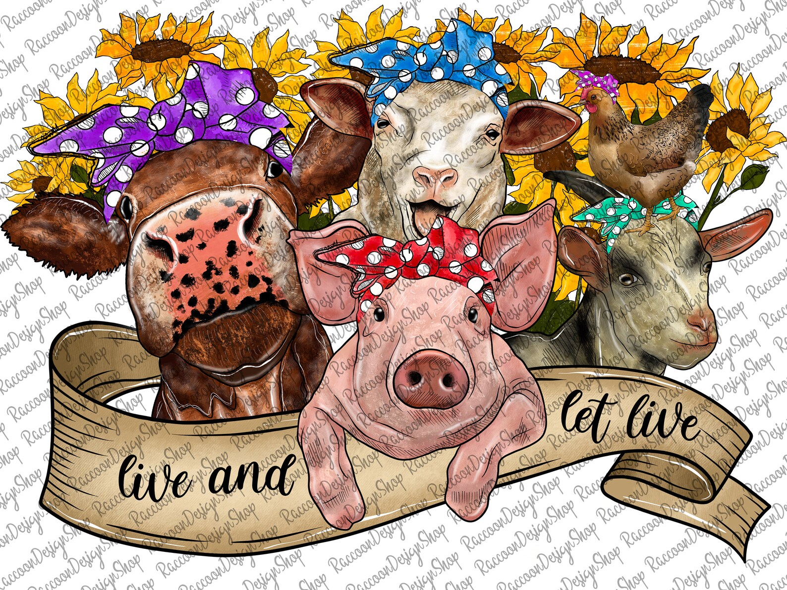 Live and Let Live Farm Animals Watercolor Farmer Png Farmer Etsy
