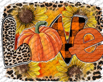 Fall Love Sublimation Design, Fall Sublimation Designs Downloads, Digital Download, Sublimation Graphics, Fall Pumpkin, Printable Design
