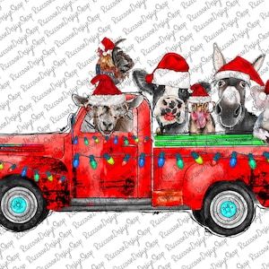 Christmas Farm Animals Truck png, Christmas Animals, Digital Download, Png, Merry Christmas, Christmas Png,Sublimation Designs Downloads