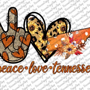Peace Love Tennessee Png, Tennessee Vintage, Herbst LKW, Karte Png, digitaler Download, Sublimation, druckbare Grafik, digitale Datei