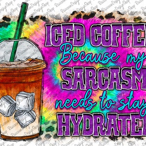 Iced Coffee, Sublimation PNG, PNG Digital Download, Iced Coffee PNG, Waterslide Png, Digital Design, Printable File, Funny Png, Leopard Png