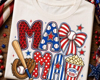 Baseball Mama PNG, Patriotic Baseball Mom Design, USA Flag Baseball Shirt Design, Game Day Mom Sublimation, Sports Mom PNG Digital Download