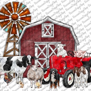 Farm Animal Watercolor, Farmer Png, Farmer Design, Farm Watercolor Clipart, Farm clipart, Farm Animals Clipart, Sublimation Design image 1