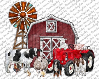 Farm Animal Watercolor,  Farmer Png, Farmer Design, Farm Watercolor Clipart, Farm clipart, Farm Animals Clipart, Sublimation Design