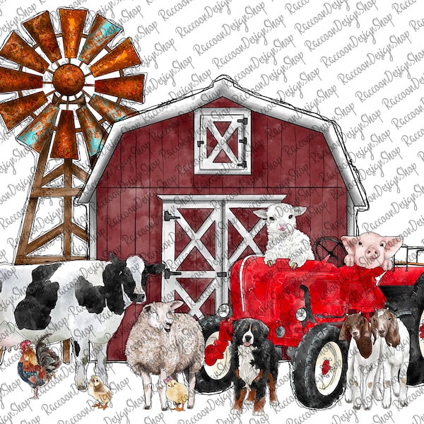 Farm Animal Watercolor,  Farmer Png, Farmer Design, Farm Watercolor Clipart, Farm clipart, Farm Animals Clipart, Sublimation Design