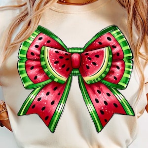 Watermelon Coquette Bow PNG, Summer Bow PNG, Juicy Fruit Bow Clipart, Watermelon Bow PNG, Watermelon Party Decor, Tropical Bow Clipart