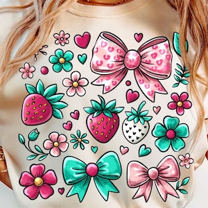 Boho Strawberry Coquette PNG, Strawberry Festival Png, Summer Strawberry Png, Floral Stawberry Png, Boho Summer Png, Preppy Strawberries Png