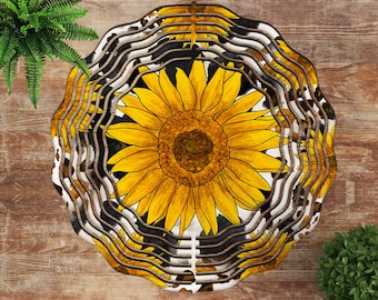 Sunflower Cowhide Wind Spinner Png, Western Sublimation Design (Digital Download)