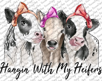 Shirt hangend met mijn vaarzen, aquarel koe, hangende vaarzen, boerderijdieren png, bandana koe, cowgirlshirt, downloads van sublimatieontwerpen