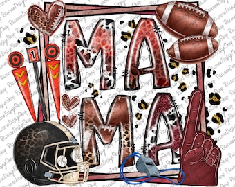 Football Mama Png,Football Sublimation Design PNG,Football Heart Png, American Football Png, Leopard Football Png, Football Design Png