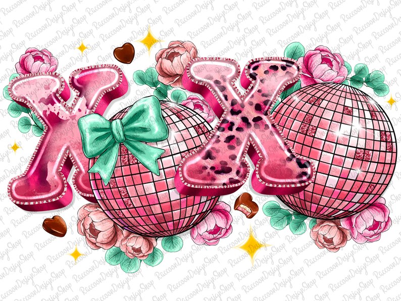 XOXO Dsico Balls PNG, Disco Ball Valentine, Valentines Day Png, XOXO ...