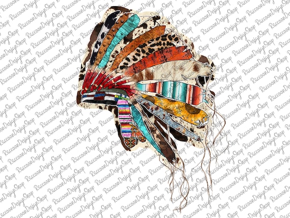 Headdress Western Distressed, Headdress Leopard, Headdress Png, Sublimation Transfer, Ready to Press Heat Press Transfer, Indian Headdress