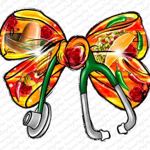 Cinco de mayo Nurse Coquette bow png, Mexican Day png, Mexican Nurse png, Nurse png, Nursing png, Cinco de mayo coquette bow, Mexican nurse