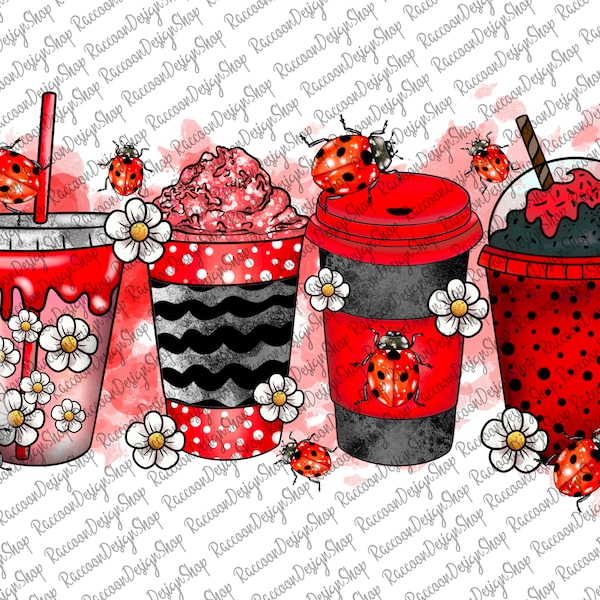 Lady Bug Drink Png, Sublimation Design, Lady Bug Coffee, Drink PNG, Coffee Png, Lady Bug Design Png, Fichier PNG, Lady Bug Png, Téléchargements numériques