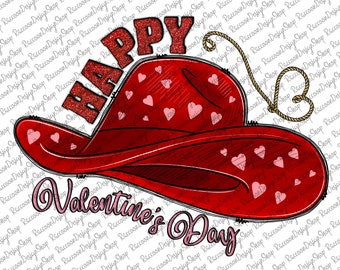 Sombrero de vaca para San Valentín (Png), Sé mi Valentín, Xoxo Valentine (Png), Día de San Valentín, Descargas de diseños de sublimación, Arte digital, Piel de vaca, Western Png