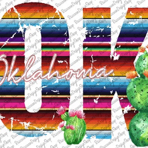 Sarape de cactus de Oklahoma, mapas de Oklahoma en formato PNG, descarga instantánea, leopardo en formato PNG, descarga digital, descargas de diseños de sublimación, Ok