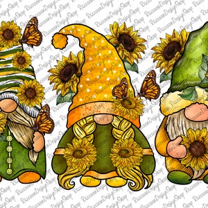 Sunflower Gnome PNG clipart, Garden Gnome Cute watercolor clipart, Sunflowers Gnomes png, Sunflower png, Gnomes png, Sunflower gnome