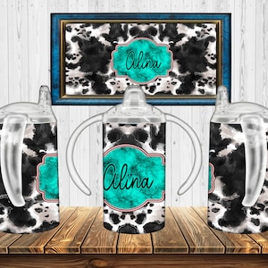 Cowhide 12oz Sippy Cup Sublimation,Straight Sippy Cup Sublimation  Pattern,Full Sippy Cup Wrap,Digital Download Waterslide, Western Png