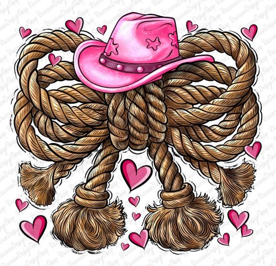 Rope Western Bow png, Howdy Coquette Bow png, Cowhide bow png, Coquette Cowgirl aesthetic, Cowgirl Bow Clipart png, Watercolor Bow