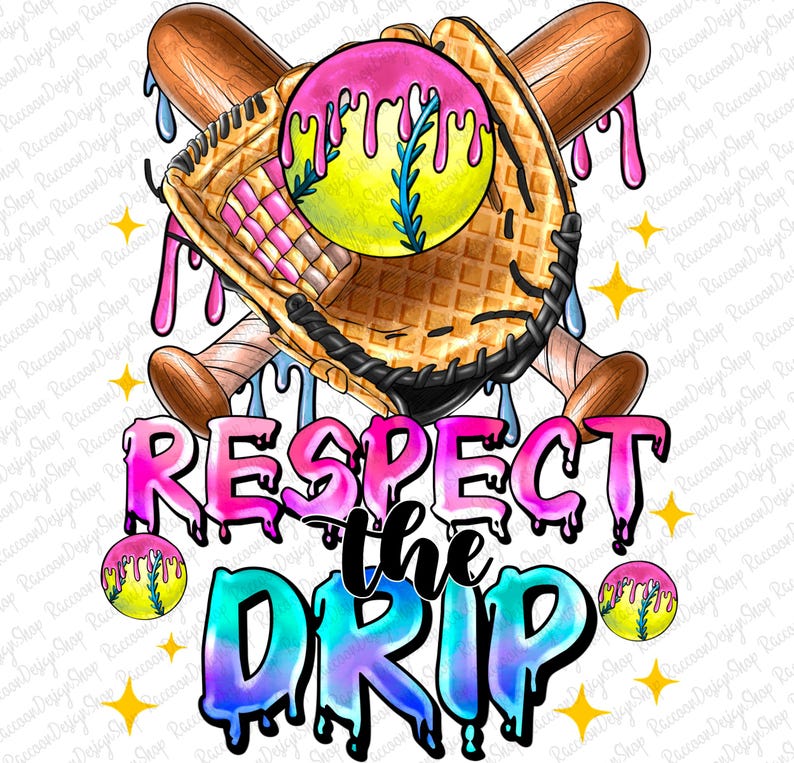 Respect the Drip Softball PNG, Ice Cream Drip, Softball Mom, Softball ...
