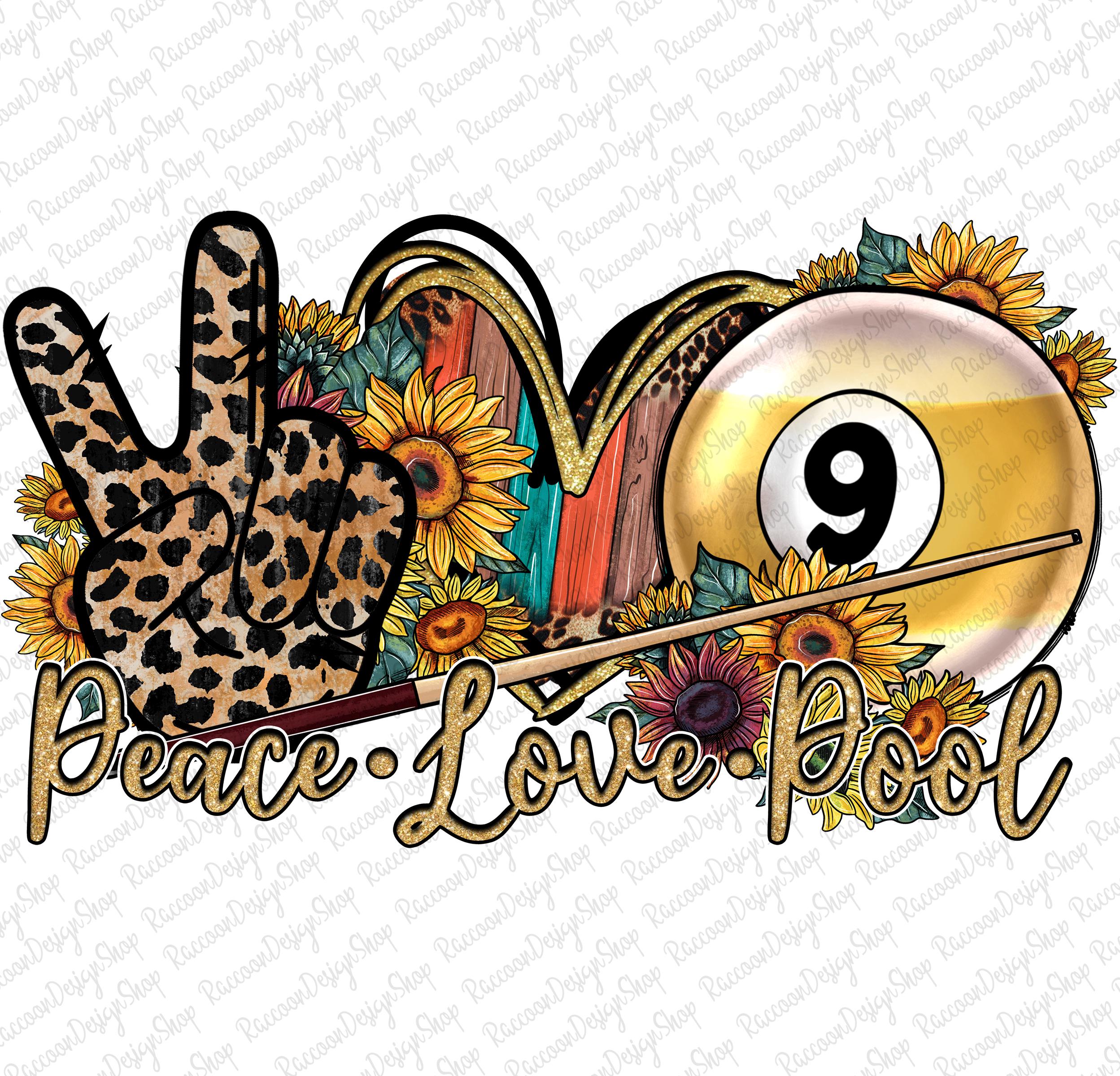 Peace Love Pool Png, Pool Game Png, Pool Design, Pool Love, 9 Ball