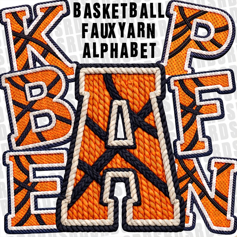 Basketball Alphabet Faux Yarn Png, Sports Alphabet Png,basketball ...
