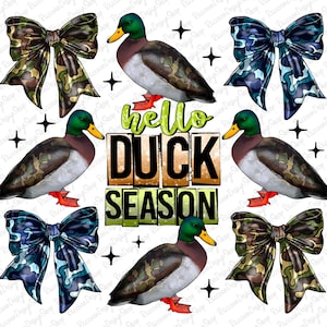 Coquette Bow Duck Hunting Season Png, Hello Hunting Season Png, Deer Season Png, Hunting Shirt Png, Camo Coquette Bow Png, Hunting Season