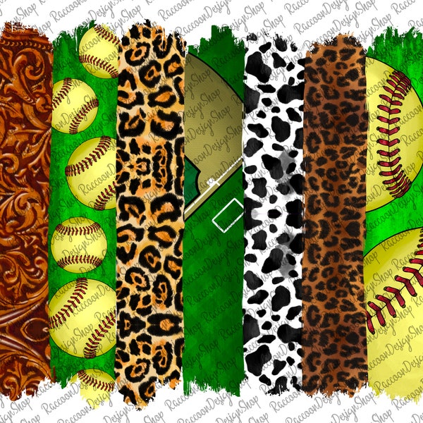 Softball Brushstrokes, Brushstroke Sublimation Png Bundle, Leopard American Softball Png, American Softball Png Bundle, Leopard Softball Png