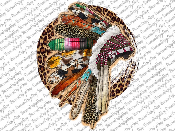 Headdress Western Distressed, Headdress Leopard, Headdress Png, Sublimation Transfer, Ready to Press Heat Press Transfer, Indian Headdress