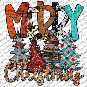 Western Christmas Trees PNG, Cowhide Sublimation Design (Digital Download)