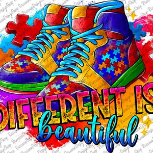 Different is beautiful Autism png sublimation design download, Autism Awareness png, Autism Sneaker png, Autism png design,Autism Design