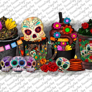 Día de los muertos png,café navideño png,Día de los Muertos navidad png,calavera png,pan de jengibre png,día de los muertos png,café de halloween