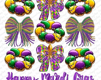 Mardi Gras  Coquette bow Png, Mardi Gras Png, Fleur de Lis Png, Sublimation Designs Download, Mardi Gras Png, Coquette bow mardi gras png