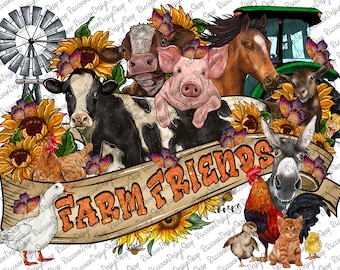 Farm Friends Png, Farm Animals Watercolor, Farmer Png, Farmer Design,Farm Watercolor Clipart,Farm clipart,Farm Animals Clipart,Farm Life Png