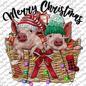 Merry Christmas Pigs, Christmas Pig, Digital Download,Png,Merry Christmas,Christmas Png,Sublimation Designs Downloads, Farm Christmas, Pigs