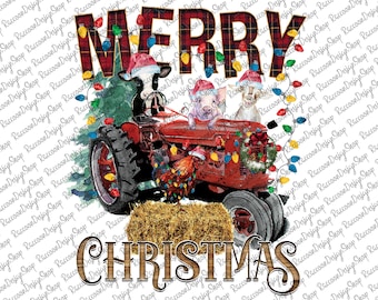 Animales de granja navideños PNG, Animales navideños, Descarga digital, PNG, Feliz Navidad, Navidad PNG, Descargas de diseños de sublimación