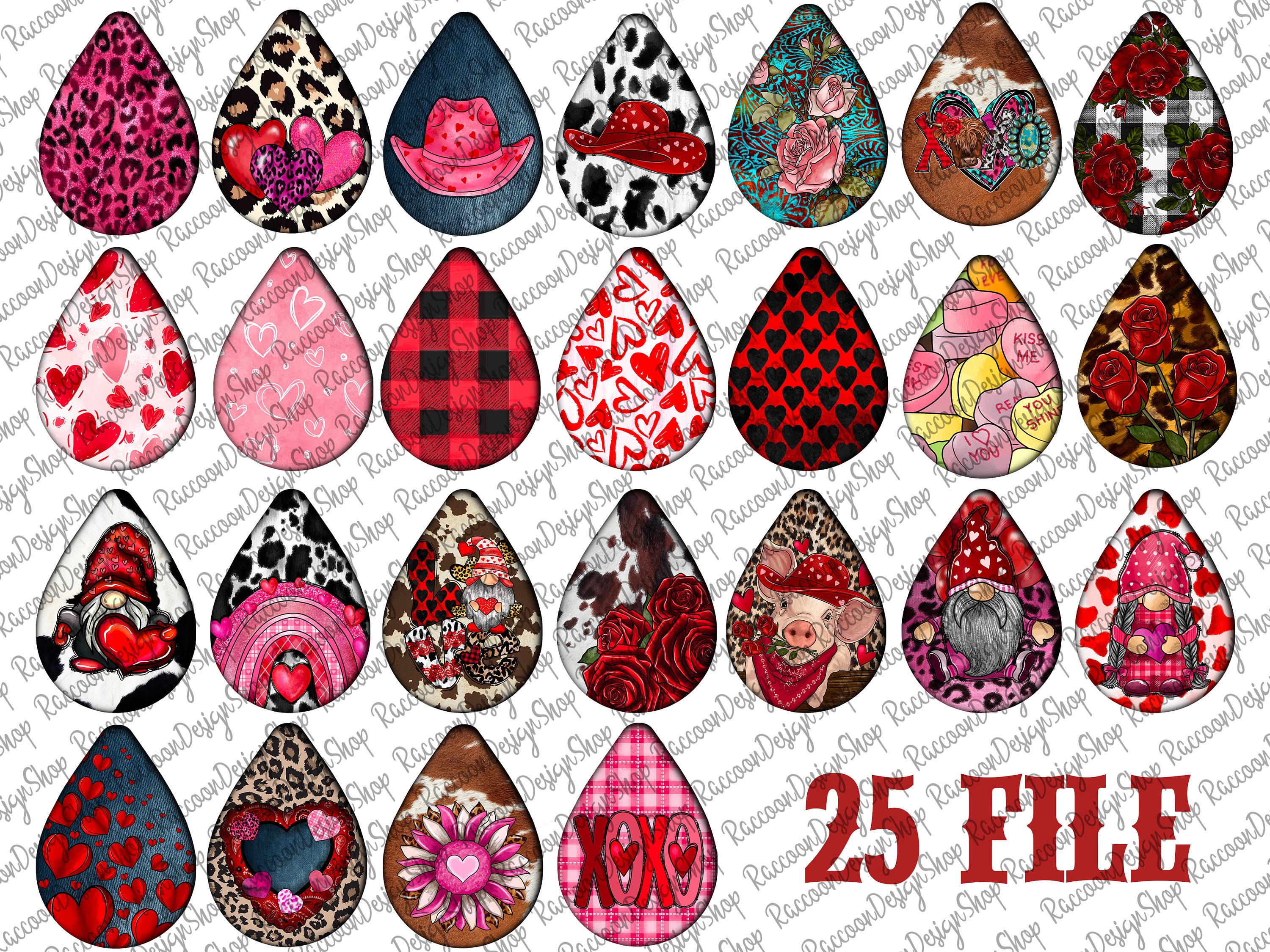 Valentine's Day Teardrop Earring Plaid Sublimation Transfers, Set of 8,  Ready to Press , Heat Transfer, Teardrop Earring Sublimation Blanks 