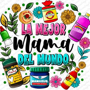 Topper Multipack Mama Png, glücklicher Muttertag, Geschenk für Latein-Mama, lustige Mama Sublimation, La Mejor Mama Del Mundo Png, Retro Madre Png, Mexikaner
