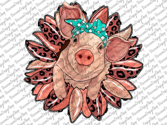 Pig Sunflower Png, Pig Animals Png, Pig Png, Sublimation Png, Digital Download, Watercolor Pig, Watercolor Animals Clipart,Sunflower Png