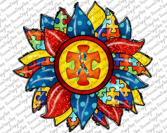 Autism Sunflower PNG, Autism Awareness, Autism Mom, Au-some Sublimation Design Downloads,Autism Heart Png,Autism Awareness Day PNG