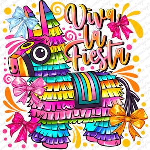 Viva La Fiesta PNG, Mexican Pinata Coquette Bow Design, Mexican Party Sublimation, Fiesta Vibes Png, Fiesta Party Png, Festival 2025 Png