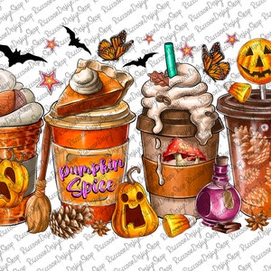 Fall Coffee Drink Png,Autumn Sublimation Designs,Orange Pumpkin Latte png,Coffee Sublimation Png,Fall tshirt,Fall Drink Design,Pumpkin Spice