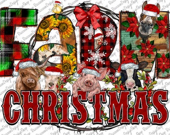 Farm Christmas png,Christmas Animals,Digital Download, Png, Merry Christmas, Christmas Png,Sublimation Designs Downloads, Farm Christmas Png