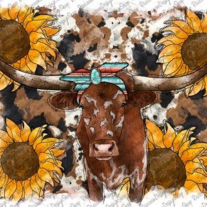 Longhorn Png, Longhorn Cow Png, Watercolor Farm, Farm Animals,Digital Download, Sublimation Designs Downloads Png