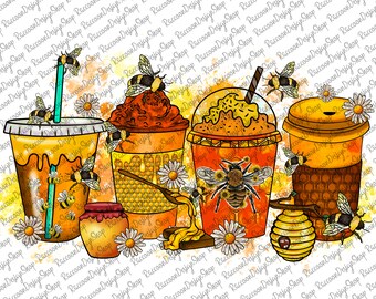 Bee Drink Png, Sublimation Design, Bee Coffee, Drink Png, Bee Kind, Bee Png, Bee Design Png, PNG File, Honey Png, Digital Downloads