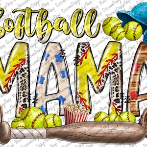 Softball Mom,Softball Clipart, Transparent PNG file for sublimation,Softball Mama Png,Softball Shirt Design,Softball Mom png,Softball design