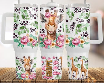 Giraffe 40 oz beker wrap png-ontwerp, Giraffe 40 oz quencher beker sublimatie wrap, 40 oz beker png, direct downloaden