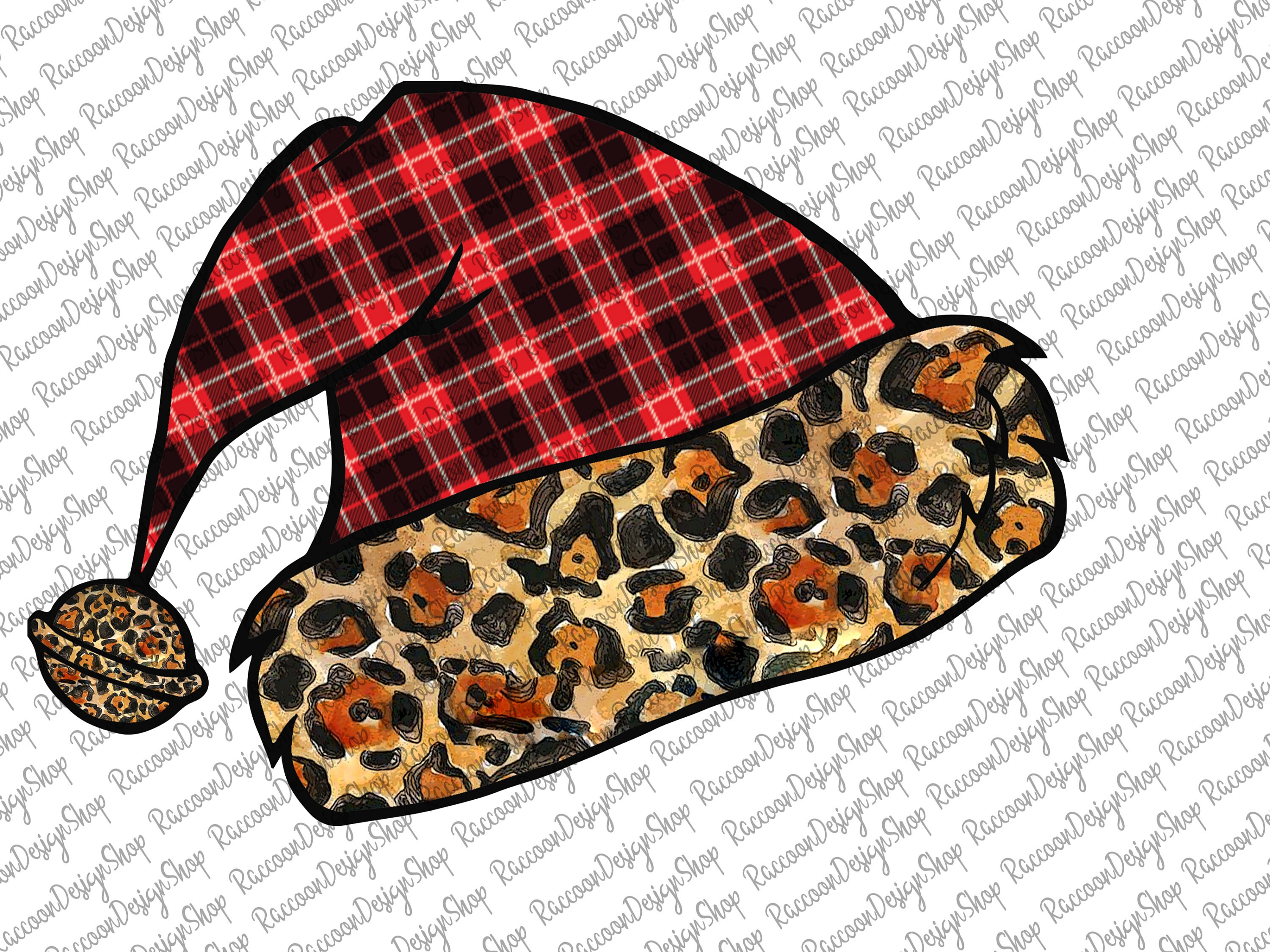 Leopard Santa Hat Sublimación de Navidad Leopard Print | Etsy