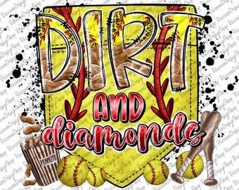 Dirt and Diamonds PNG,Softball Png,Game Day Png,Softball,Softball Mom, Softball Clipart,Transparent PNG file for sublimation, Softball Mama