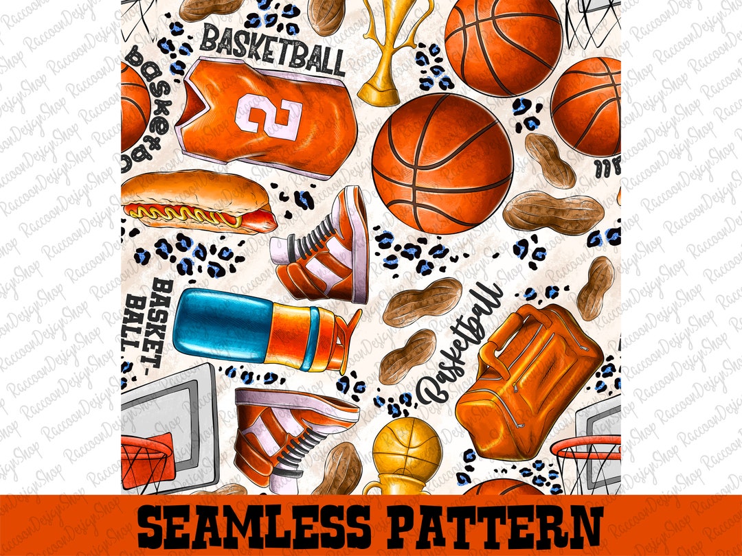 Basketball Seamless Pattern Digital Paper, Basketball Digital Seamless ...